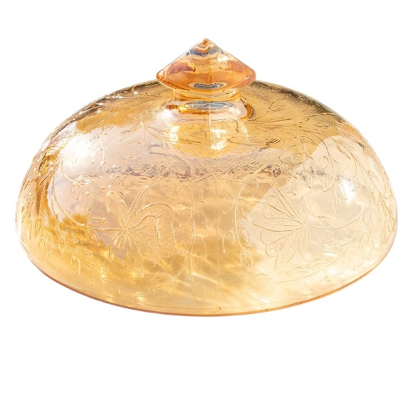 Jeanette Floragold Louisa Butter Dish Depression Glass Iridescent Dish w/ Lid - Picture 9 of 9